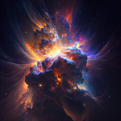 colorful space nebula explosion cloud in space Generative Ai