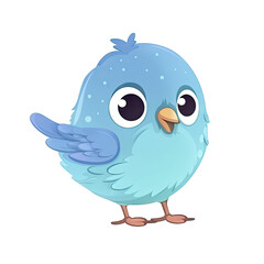 Cute blue bird isolated on white background. Transparent use for T shirt screen, fabric , print, cover, banner and invitation. 