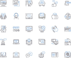 Internet users line icons collection. Browsers, Netizens, Cybercitizens, Gamers, Streamers, Surfers, Searchers vector and linear illustration. Shoppers,Clickers,Posters outline signs set