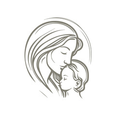 happy mothers day or mother day logo greeting with child mother day logo Ai