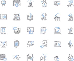 Promotional technique line icons collection. Branding, Advertising, Publicity, Sales, Merchandising, Couponing, Sponsorship vector and linear illustration. Sampling,Incentives,Sweepstakes outline