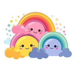 Cute rainbow isolated on white background. Transparent use for T shirt screen, fabric , print, cover, banner and invitation. 