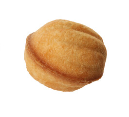 Delicious nut shaped cookie with condensed milk isolated on white