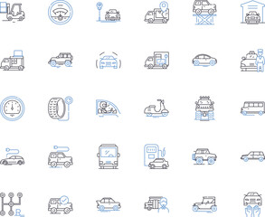 Planes line icons collection. Aviation, Takeoff, Landing, Cockpit, Wings, Speed, Altitude vector and linear illustration. Engines,Turbulence,Airplane outline signs set