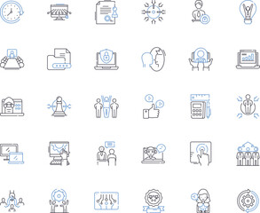 Corporate partnership line icons collection. Collaboration, Synergy, Alliance, Connection, Integration, Cohesion, Engagement vector and linear illustration. Bond,Cooperation,Symbiosis outline signs
