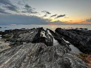 荒崎海岸の夕暮れ