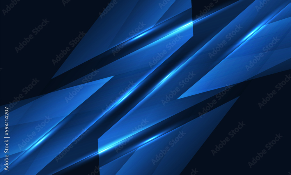 Poster Abstract dark blue background with geometric dynamic glowing diagonal lines. Modern trandy abstract blue background for business, corporate, brochure, banner, cover or poster. Vector illustration
