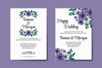 Wedding Invitation Purple Flower Digital Watercolor