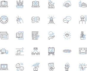 Creation line icons collection. Genesis, Formation, Origin, Beginning, Authorship, Initiation, Conception vector and linear illustration. Inception,Innovation,Procreation outline signs set