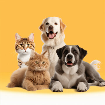 Animais de estima&ccedil;&atilde;o posando no est&uacute;dio criado por IA