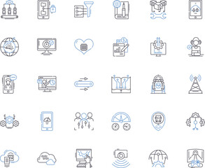 Business process line icons collection. Efficiency, Automation, Optimization, Streamlining, Workflow, Productivity, Innovation vector and linear illustration. Integration,Standardization