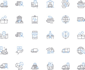 Package transports line icons collection. Shipping, Logistics, Delivery, Cargo, Freight, Transport, Shipment vector and linear illustration. Express,Parcel,Box outline signs set