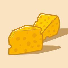 piece of cheese illustration. slice of cheese illutration.