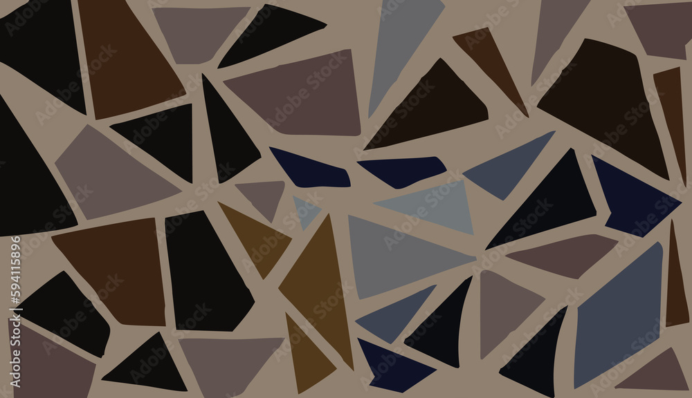 Poster seamless mosaic pattern with brown, brown and beige triangles. the background is soft brown with a m