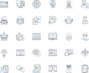 Promotions line icons collection. Discounts, Deals, Sales, Giveaways, Coupons, Offers, Vouchers vector and linear illustration. Prizes,Bundles,Sweepstakes outline signs set