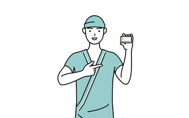 クレジット決済を勧める男性入院患者