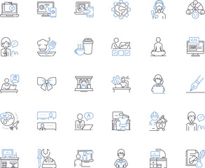 Independent line icons collection. Freedom, Autonomy, Self-sufficient, Self-determined, Empowered, Self-reliant, Self-supported vector and linear illustration. Self-governing,Unconstrained,Sovereign