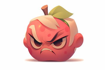 Angry cute face of a red apple