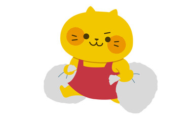 ゴミ出しをするネコのイラスト