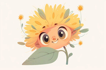 Fototapeta premium cute face of a yellow dandelion