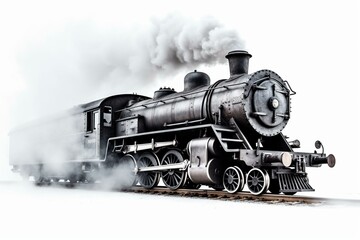 Obraz na płótnie Canvas train with smoke on white background. Generative AI