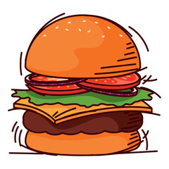 Isolated retro cheeseburger sketch image Vector