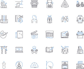 Ideation technique line icons collection. Brainstorming, Creativity, Imagination, Innovation, Incubation, Insight, Inspiration vector and linear illustration. Intuition,Ideation,Breakthrough outline