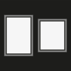 white frames black background. Gallery banner. Vector illustration.