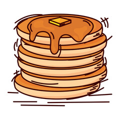 Isolated colored retro pancakes sketch image Vector