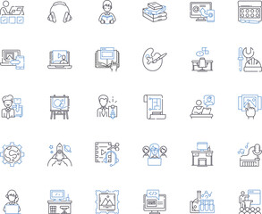 Part-time line icons collection. Flexibility, Schedule, Work-life balance, Income, Employment, Job, Position vector and linear illustration. Hours,Freelance,Shifts outline signs set