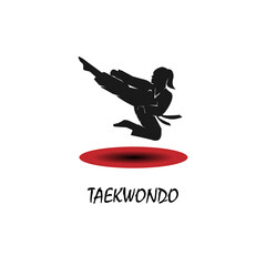 Silhouette of woman fly. Taekwondo logo vector