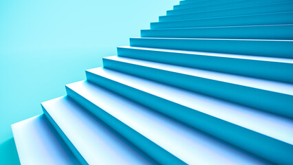 青白い階段の3Dイラストレーション