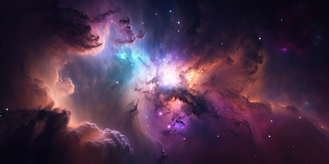 Colorful space galaxy cloud nebula. Stary night cosmos. Universe science astronomy. Supernova background wallpaper	 - obrazy, fototapety, plakaty