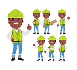 Fototapeta premium Set of worker with different poses