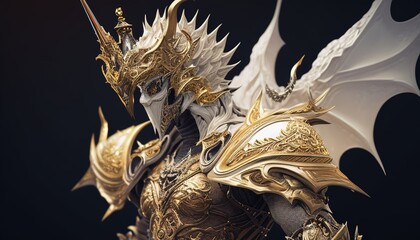 celestial dragon warrior, digital art illustration, Generative AI
