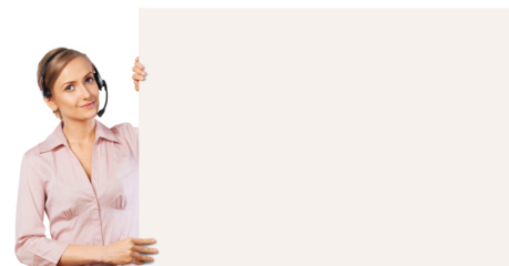 Close-up of a young woman holding signboard