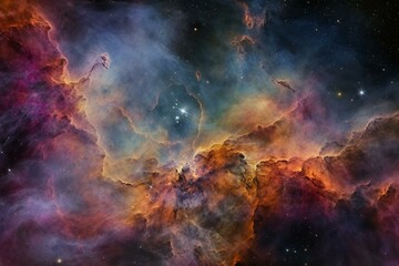 Fototapeta na wymiar Cosmos, Universe, Cosmic Cliffs in the Carina Nebula, NASA, James Webb Space Telescope. Generative AI