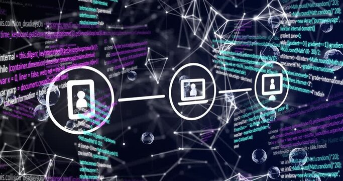 Animation of network with icons and data processing