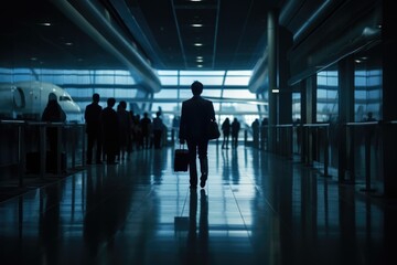 Silhouette of business people at the airport