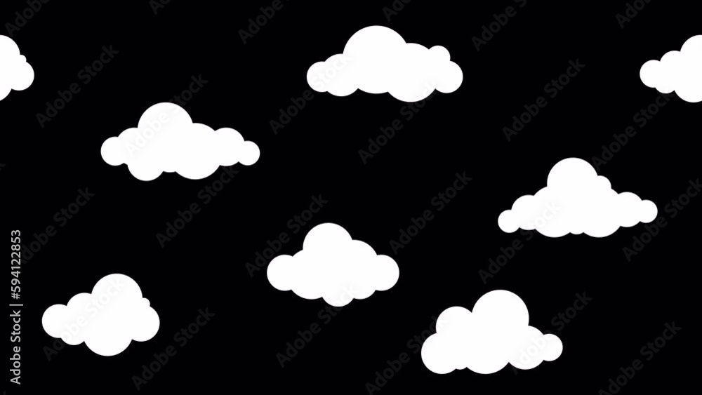 Poster horizontal movement animation of simple sky and cloud. cartoon style clouds animation. 2d animation.