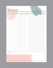 Bill Tracker planner. 