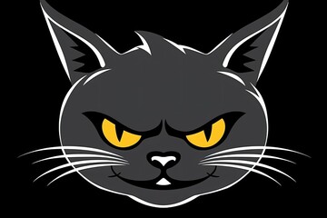 Obraz premium black cat with piercing yellow eyes against a dark background. Generative AI