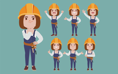 Obraz na płótnie Canvas Set of worker with different poses