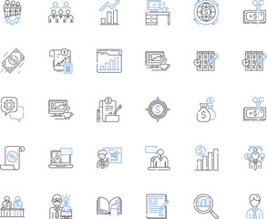 Verification line icons collection. Identification, Authentication, Validation, Confirmation, Substantiation, Attestation, Proof vector and linear illustration. Evidence,Accreditation,Certification