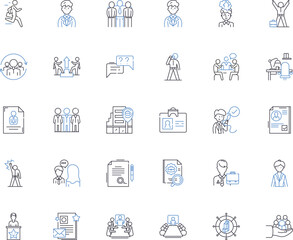 Enterprise center line icons collection. Incubator, Accelerator, Coworking, Nerking, Innovation, Collaboration, Entrepreneurship vector and linear illustration. Resources,Mentorship,Technology outline