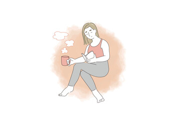 リラックスして読書する女性