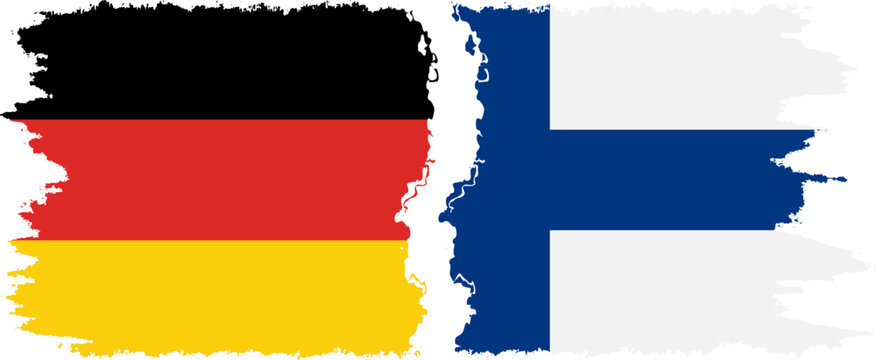 Finland and Germany grunge flags connection vector