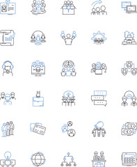 Peer-to-Peer line icons collection. Decentralized, Sharing, Nerk, Collaboration, Trustless, Blockchain, Cryptography vector and linear illustration. Community,Transparency,Distributed outline signs