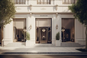 Fototapeta na wymiar Elegant luxury boutique exterior with an elegant vintage look, generative AI