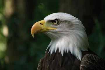 Foto op Plexiglas majestic bald eagle in front of a vibrant green background. Generative AI © 2rogan